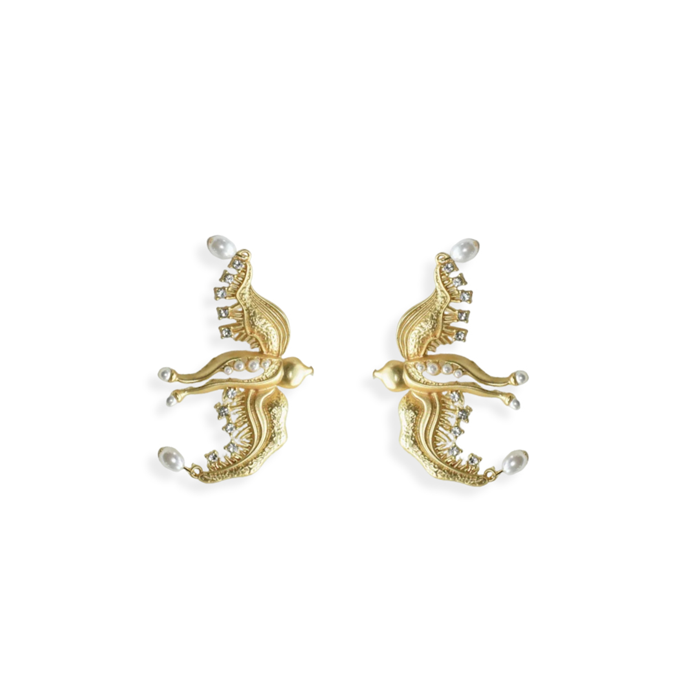 SCHIAPARELLI METAL ARTIFICIAL DOVE SHAPED DANGLE EARRINGS FOR 